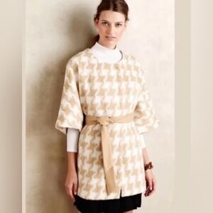 Elevenses Beige and Cream Houndstooth Coat